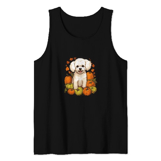 Pumpkin Bichon Frise Dog Halloween Thanksgiving 2 Tank Tops