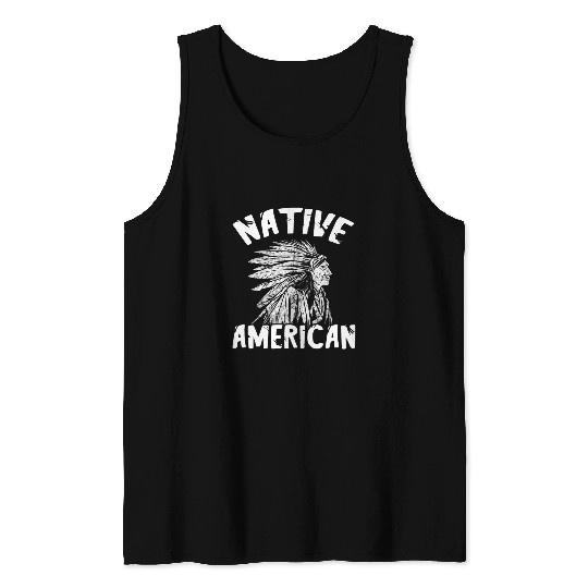 Native American Indian Chief Feather Headdress Warrior Tank Tops