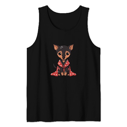 Miniature Pinscher Geisha Funny Dog Kimono Tank Tops