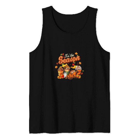 Tis The Season Pumpkin Leaf Latte Fall Volleyball Women 1 Tank Tops