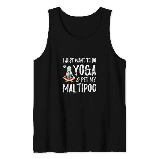 Namaste Yoga and Maltipoo for Funny Dog Mom Gift Idea Meditation Tank Tops