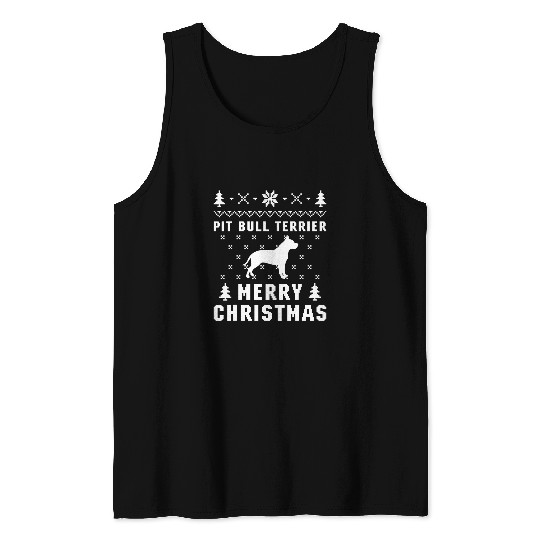 PIT BULL TERRIER Ugly Christmas Sweater Tank Tops