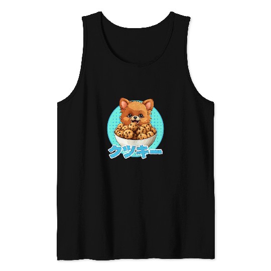 Kawaii Pomeranian Eating Cookies japanese Cute Tank Tops