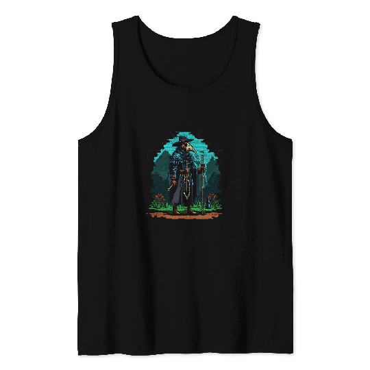 Pixelated 16 Bit Digitized Plague Doctor Retro vintages Pixel 2 Tank Tops