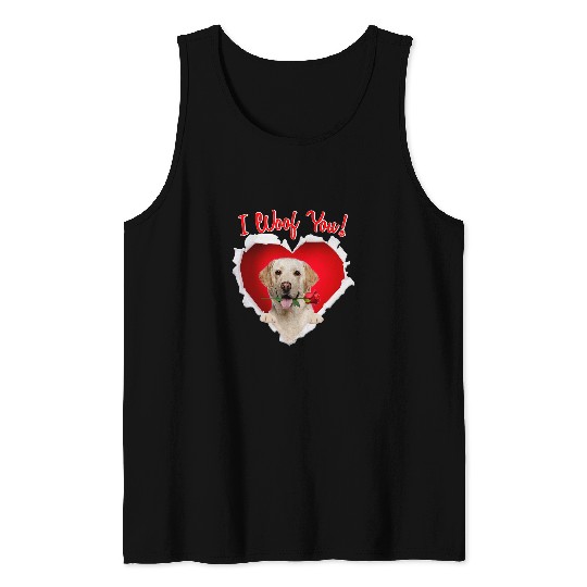 Labrador Lab Dog I Woof You Labrador Dog Lover Valentines Day Couple Tank Tops