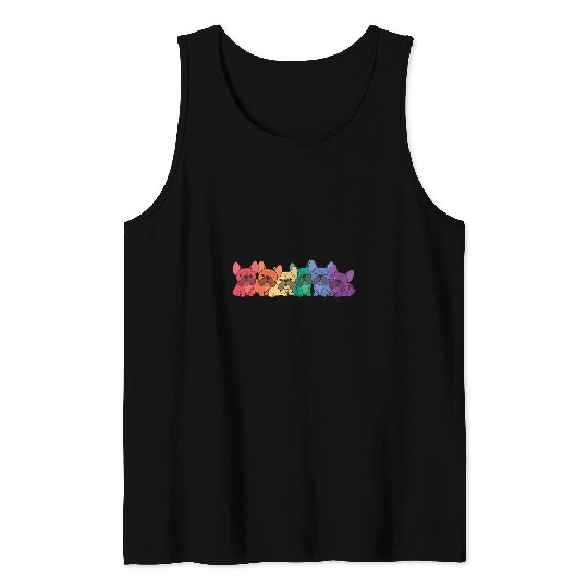 Rainbow Flag Pride Month Lgbtq Rainbow French Bulldog Tank Tops