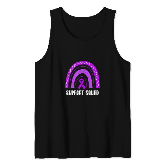 Support Squad Purple Rainbow Ribbon Epilepsy Awareness Tank Tops