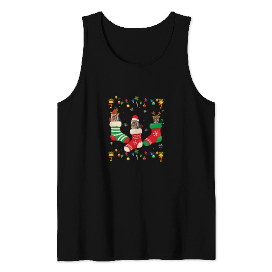 Discover Santa Hat xmass Light Three Yorkshire Terrier Christmas Socks Tank Tops