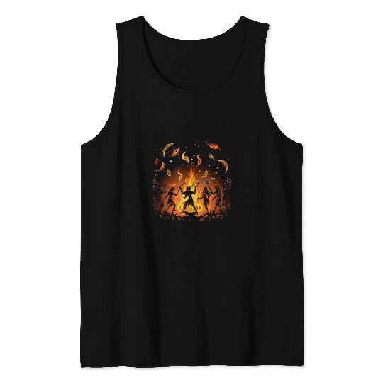 Native American Indian Tribes Tribal Fires Dancing Indigenous 1 Tank Tops