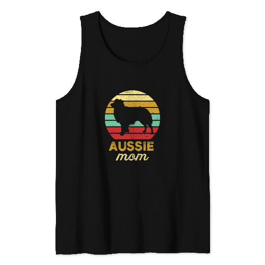 Retro Australian Shepherd Mom Gift Pet Aussie Mom Dog Mama Tank Tops