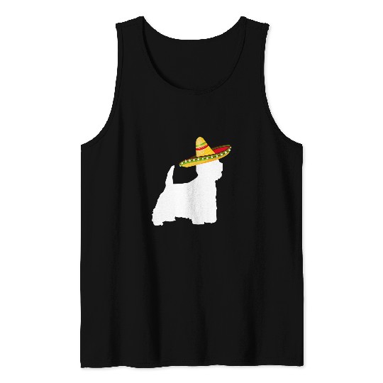 West Highland Terrier Sombrero Cinco De Mayo Westie Dog Tank Tops