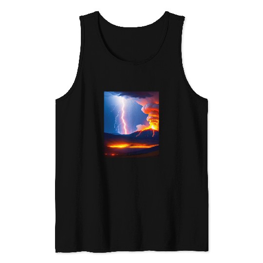 Lightning Storm during an Volcanic eruption Tank Tops