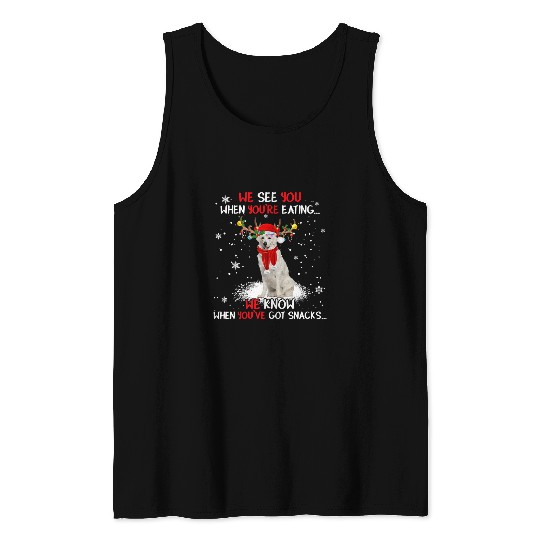 Santa Kuvasz Reindeer Light Christmas Pajama Tank Tops