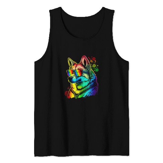 LGBT Gay Pride Norwegian Elkhound Dog Tank Tops