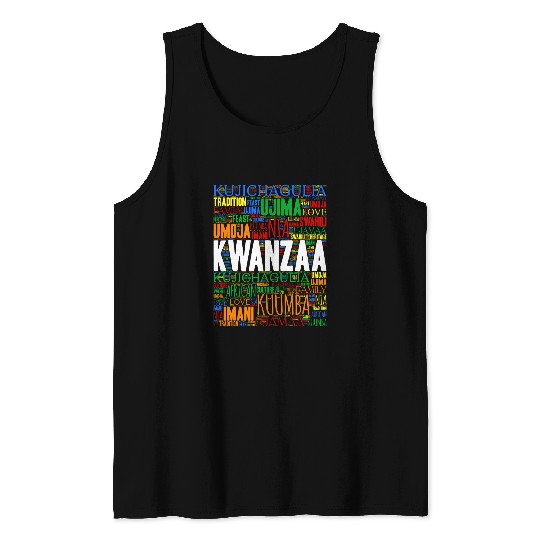 Kwanzaa 7 Principles Word Art Tank Tops