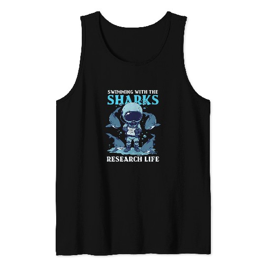 Swimming with the Sharks Design Biologist Shark Lover Tank Tops