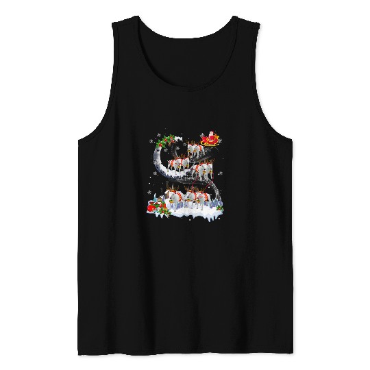 Santa Reindeer Sleigh Dog Bull Terrier Christmas Tank Tops