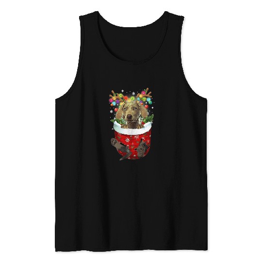 Weimaraner Snow Pocket Dogs Christmas Pocket Tank Tops