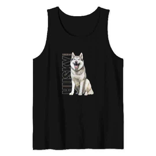 Siberian Husky Watercolor Tank Tops