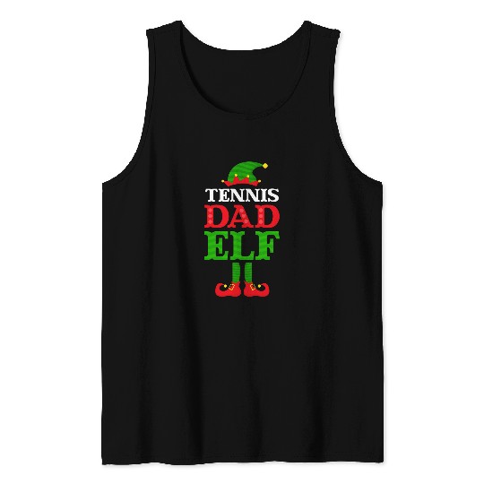 Tennis Dad Elf Design Christmas Tennis Tank Tops
