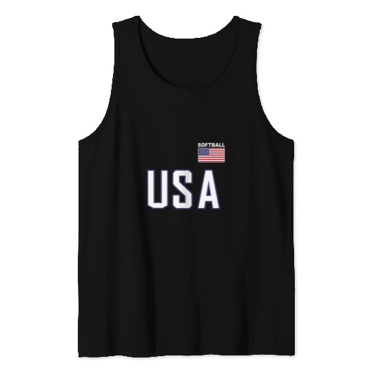USA Flag Softball Team Equipment for Women Men Softball Tank Tops