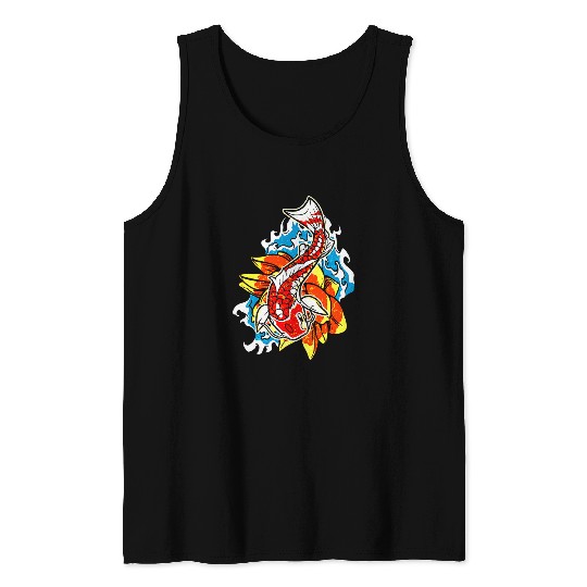 Koi Fish Japan Japanese Art 2 Tank Tops