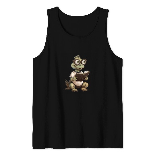 Lizard Reading Book Funny Bookworm Reader Read Librarian 21 Tank Tops