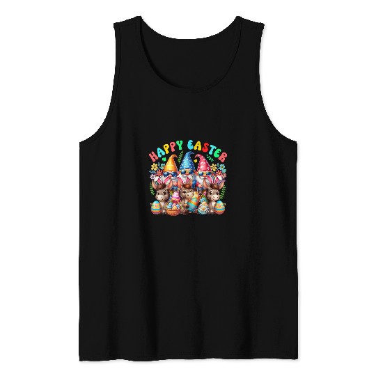 Discover Happy Easter Squad Three Gnomes Bunny Donkeys Hunting Eggs Tank Tops
