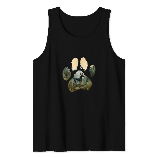 Miniature Pinscher Mountain Paw Design Dog Mom Dad Tank Tops