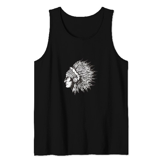 Native American Spirit Motorcycle Skull Indian Chief Totem Tank Tops