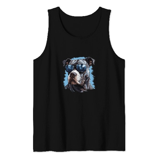 Pitbull Pittie Dog Breed Pet with Sunglasses 1 Tank Tops