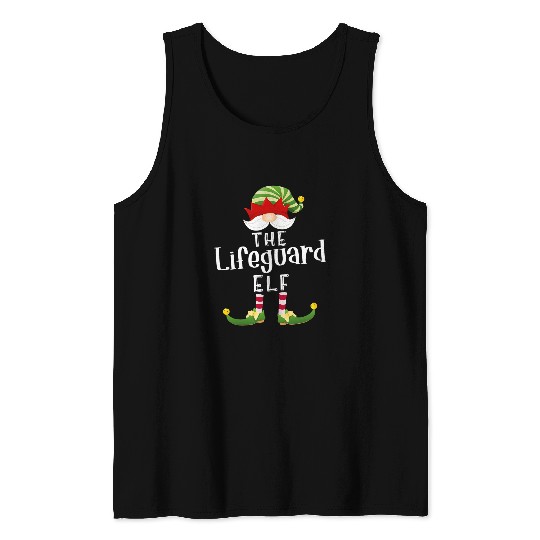 Lifeguard Elf Group Christmas Funny Pajama Party Tank Tops