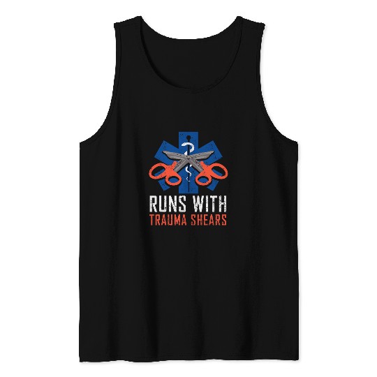 Discover Runs With Trauma Shears Gift Ambulance EMT First Aider Tank Tops