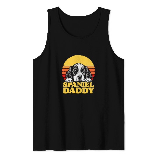 Spaniel Daddy Cute English Cocker Spaniel Puppy Dad Retro Tank Tops