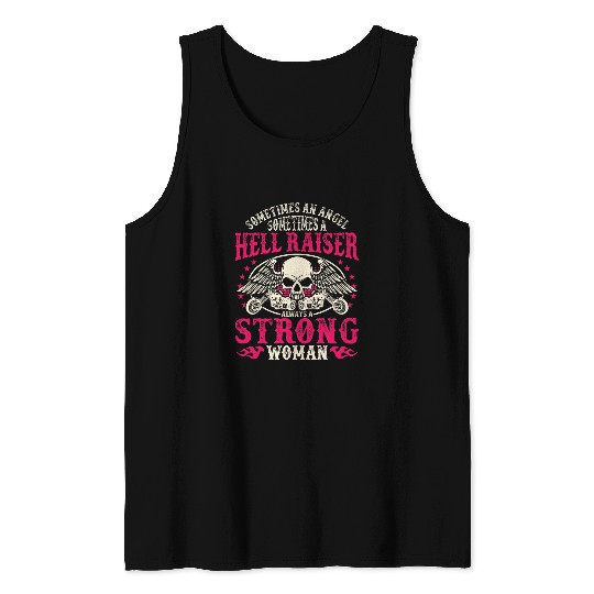 Sometimes And Angel Hell Raiser Always Strong Motorcycle 22 Tank Tops