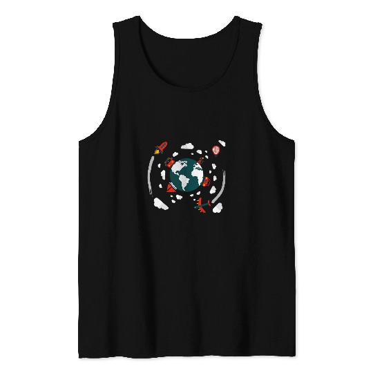Discover Aviation Fathers Day Pilot Dad Airplane Husband Travel 22 Tank Tops