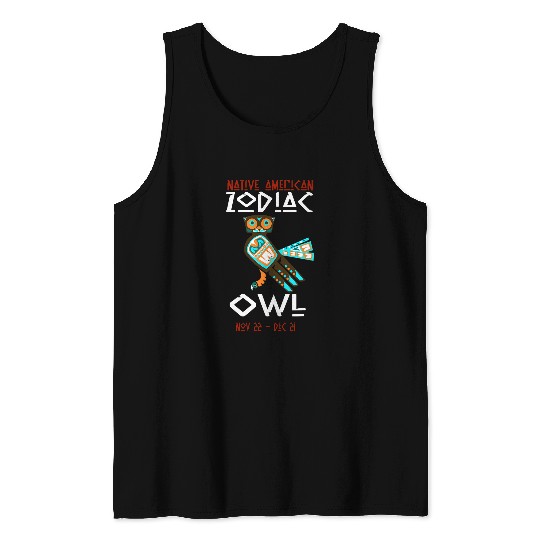 Native American Owl Astrological Sign Indian Zodiac Tank Tops