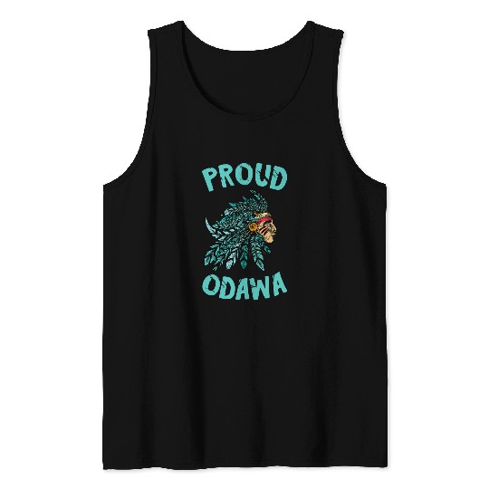 Native American Proud Odawa Traders Indigenous Headdress Tank Tops