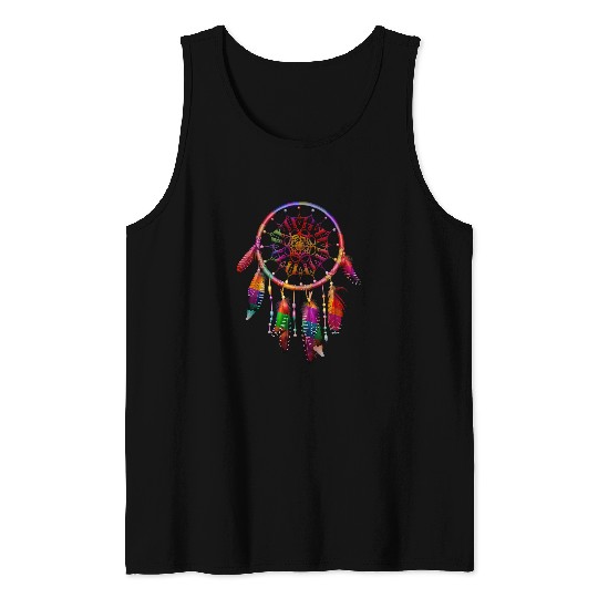 Tribal Native American Indian Dreamcatcher Feathers Native Tank Tops