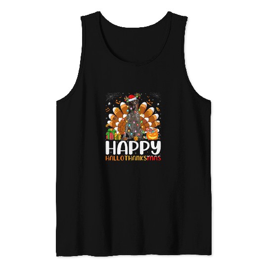 German Shorthaired Pointer Dog Lover Happy Hallothanksmas Tank Tops