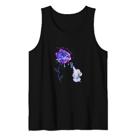 suicides prevention awareness flower elephant ribbon mens Tank Tops