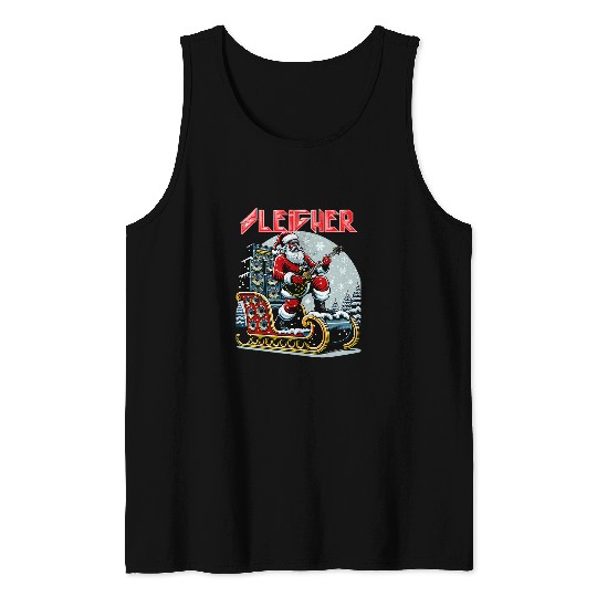 Sleigher Hail Santa Heavy Metal Christmas Rock xmass Art 2 Tank Tops