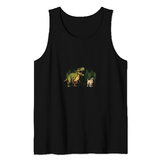 Spanish Mastiff Dinosaur TRexs Walking Funny Dog TRexs Men Tank Tops