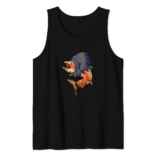 Native American Salmon Spirit Animal Astrology Design Tank Tops