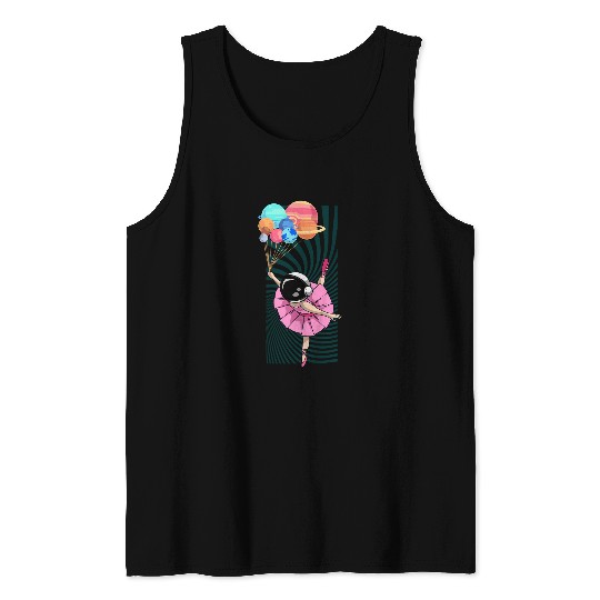 Kids Ballerina Girl Astronaut Tank Tops