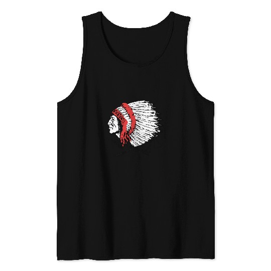 Trendy vintages Native American Warrior Profile Silhouette Tank Tops