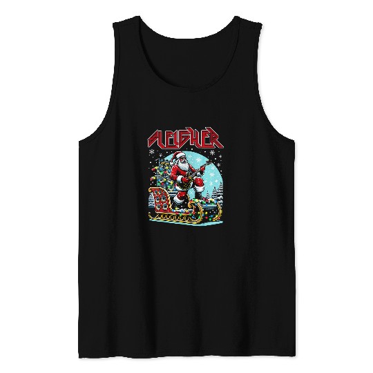 Sleigher Hail Santa Heavy Metal Christmas Rock xmass Art Tank Tops