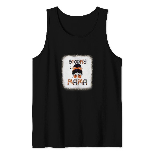 Spooky Mama Boy Girl Party Scary Horror Leopard Bleached 2 Tank Tops