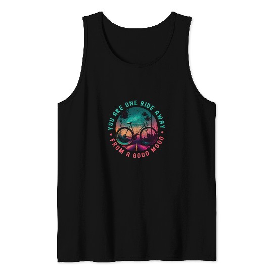 Synthwave Bike Life One Ride Away From A Good Mood Cycling Tank Tops