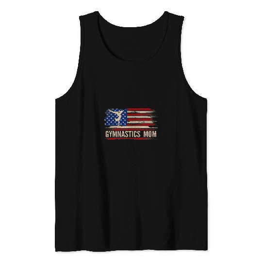 vintages Gymnastics Mom American USA Flag Sports Gift Tank Tops